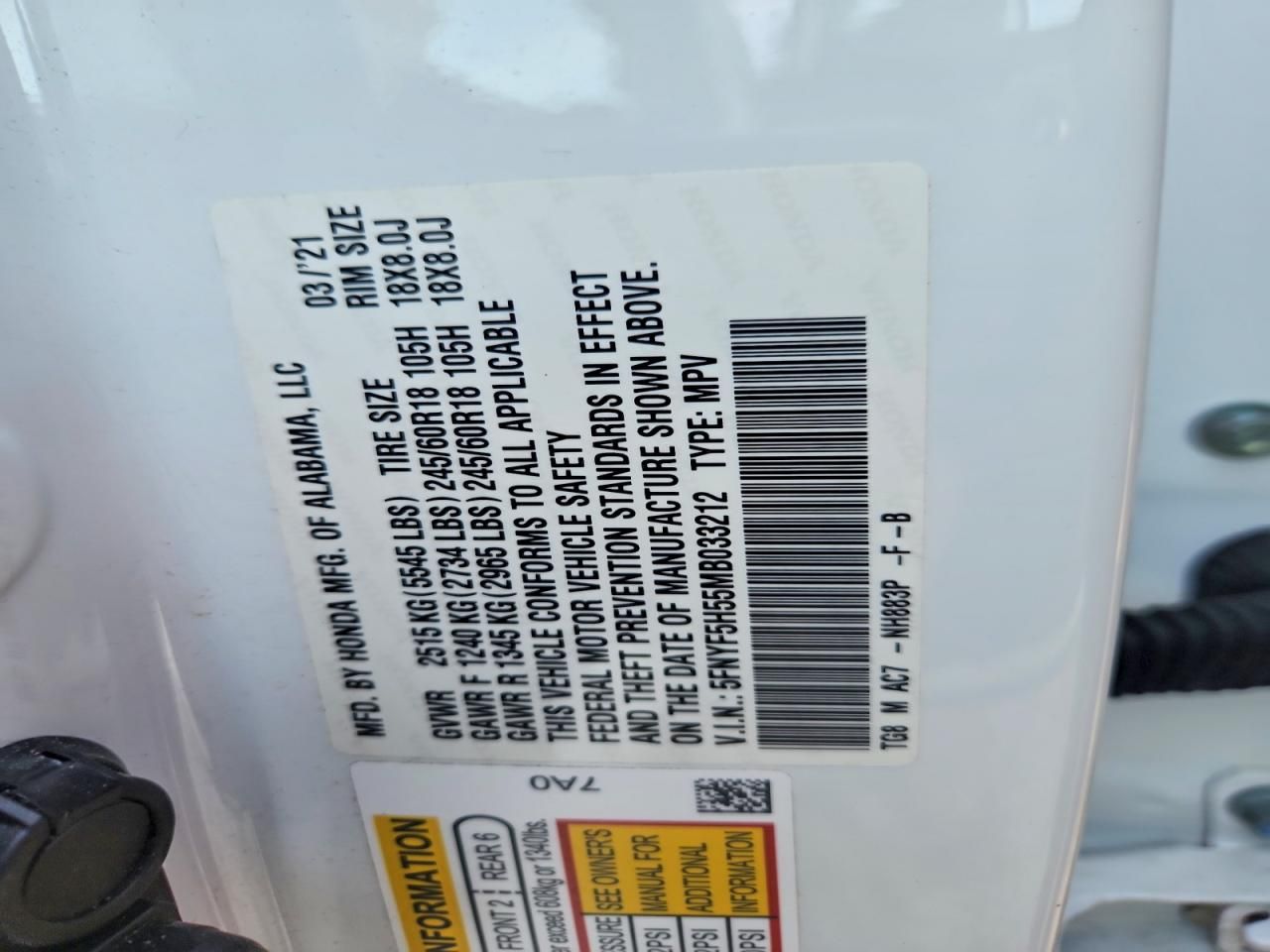 2021 Honda Pilot exl