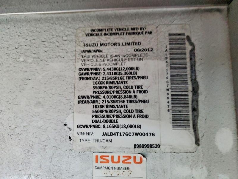 2012 Isuzu NPR-HD Delivery Truck