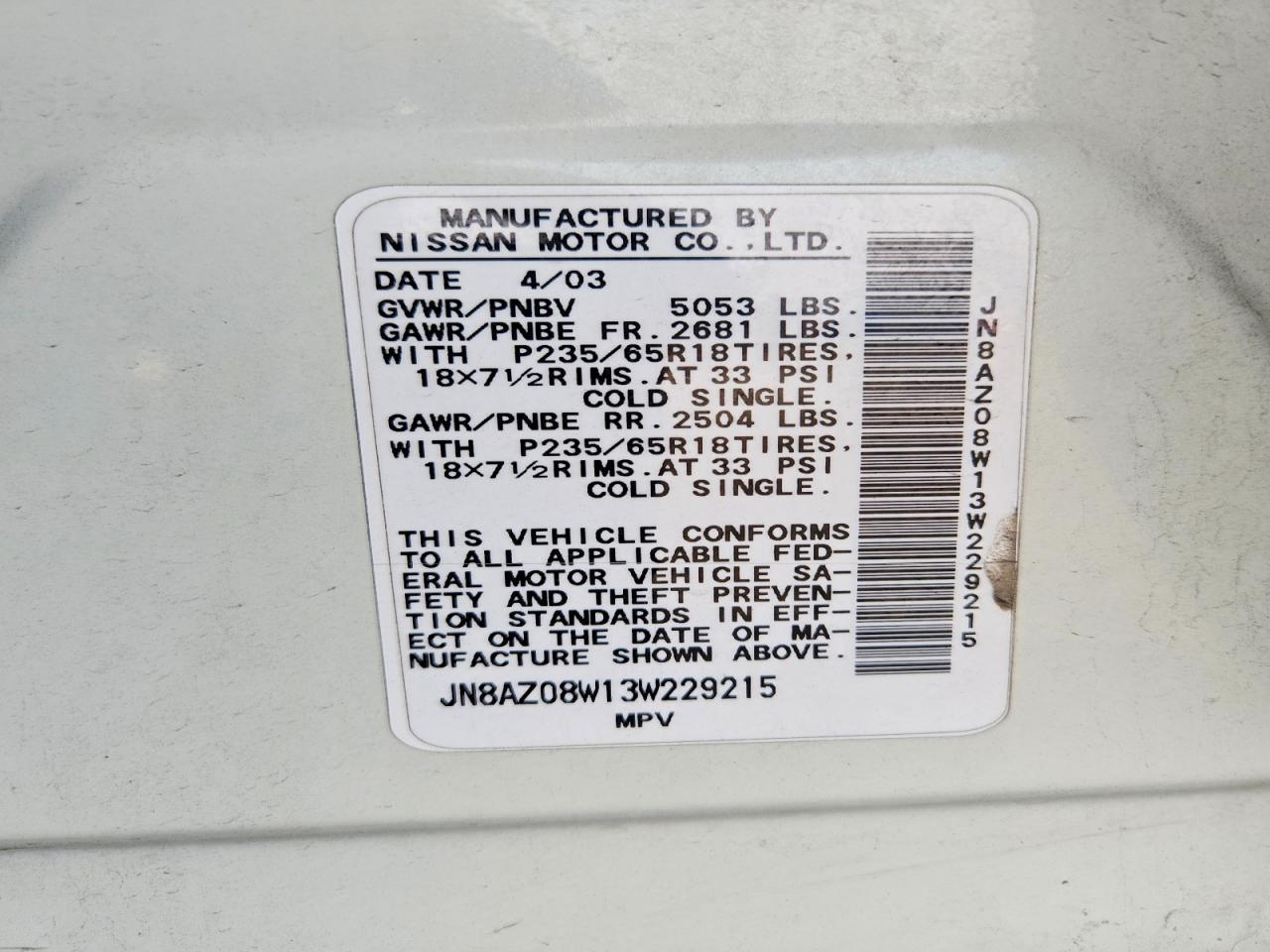 2003 Nissan Murano sl
