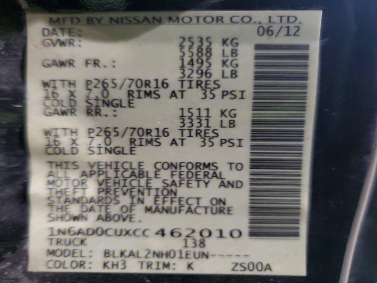 2012 Nissan Frontier sv