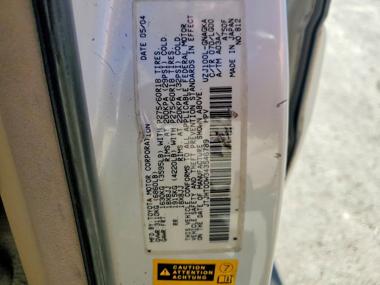 2004 Lexus Lx 470