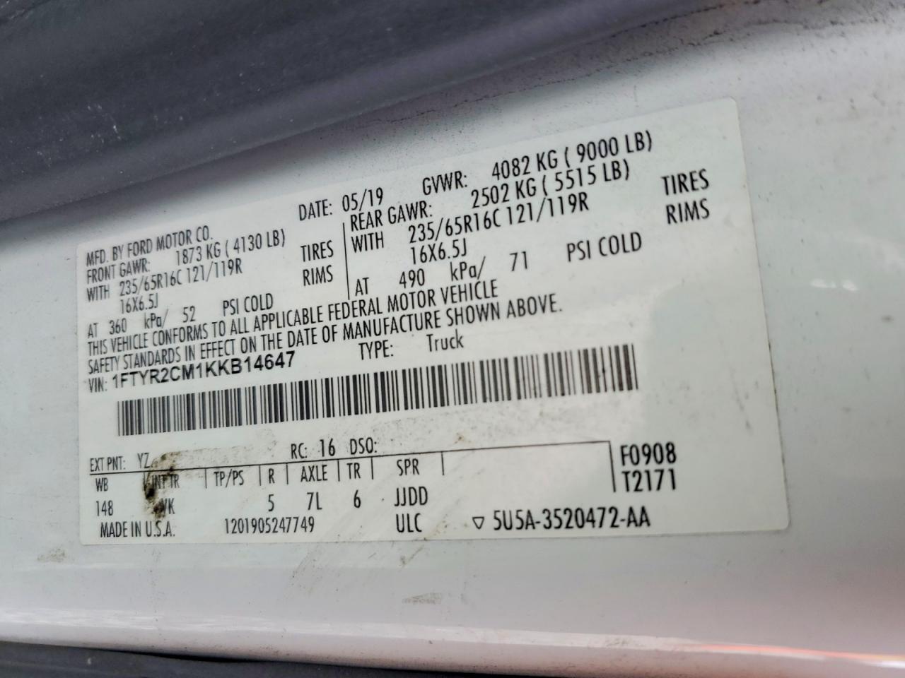 2019 Ford Transit T-250 Delivery Van
