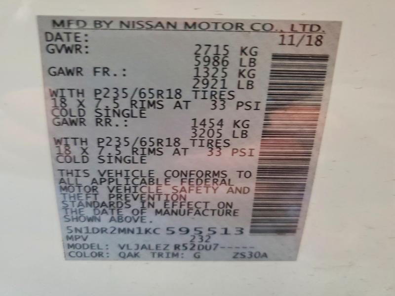 2019 Nissan Pathfinder sv