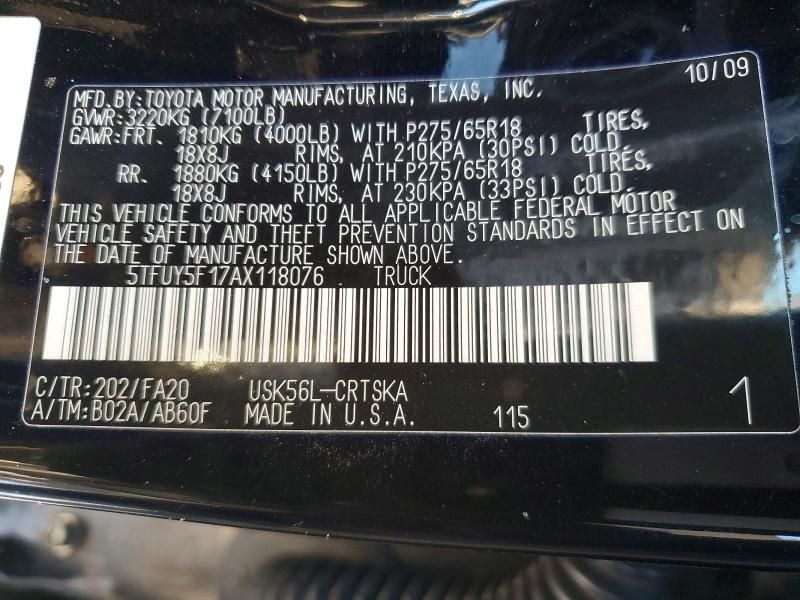 2010 Toyota Tundra Double cab SR5