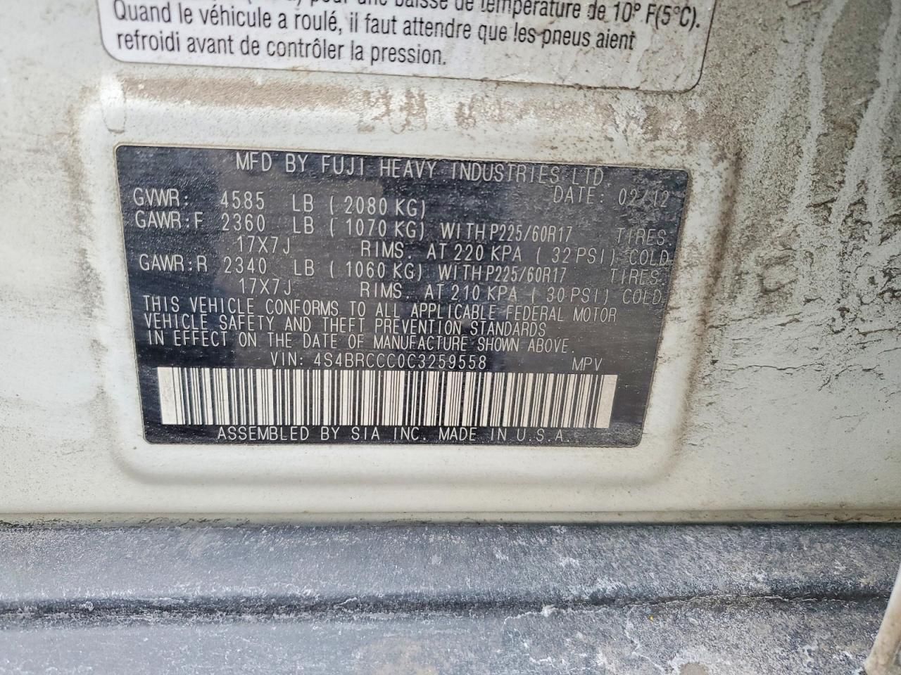 2012 Subaru Outback 2.5i Premium