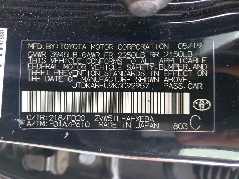 2019 Toyota Prius le
