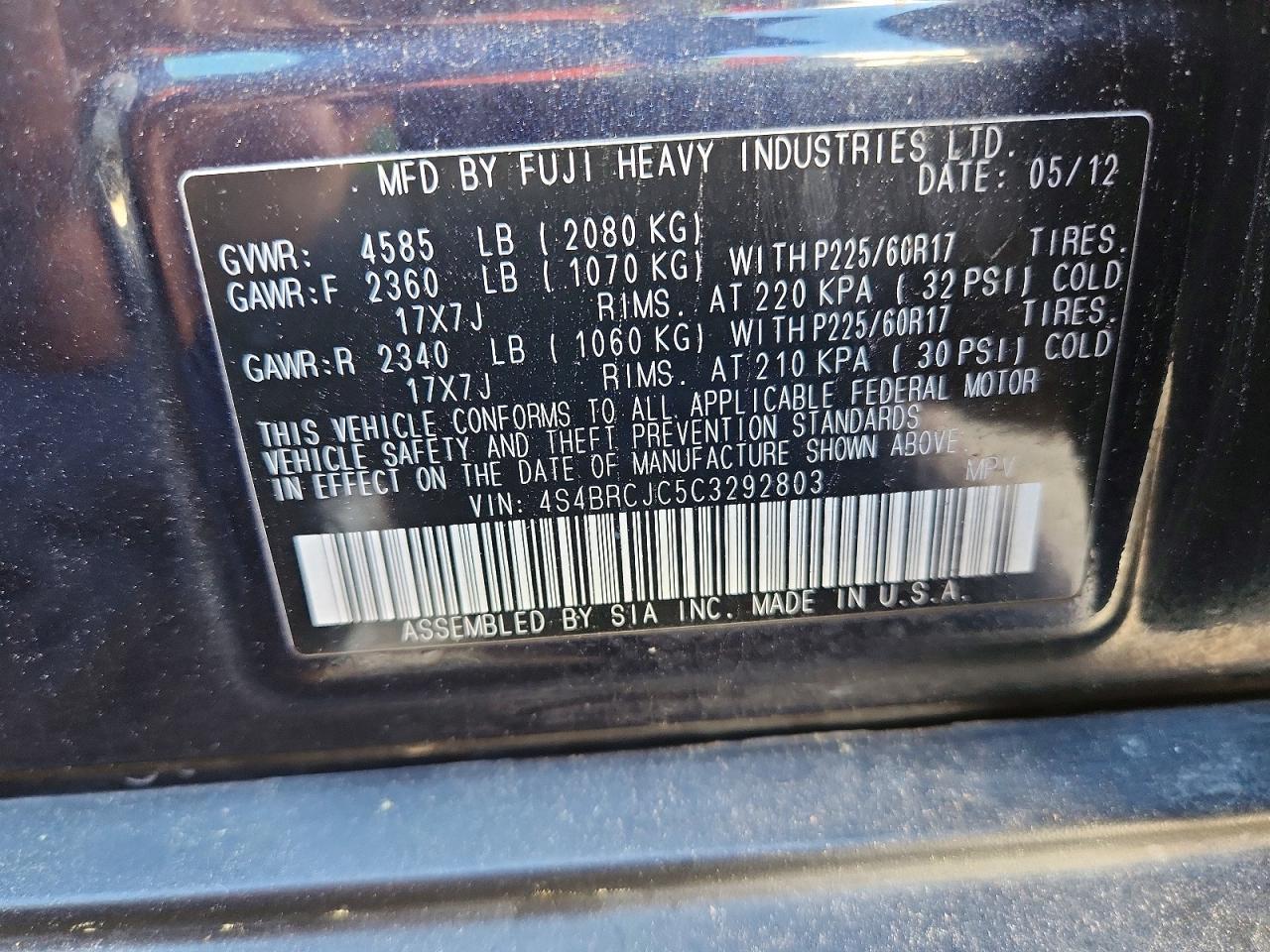 2012 Subaru Outback 2.5i Limited
