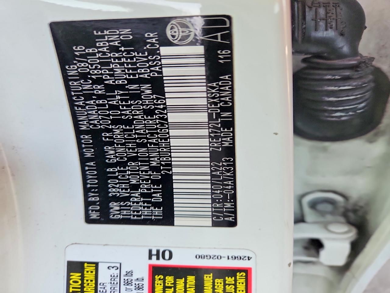 2016 Toyota Corolla l