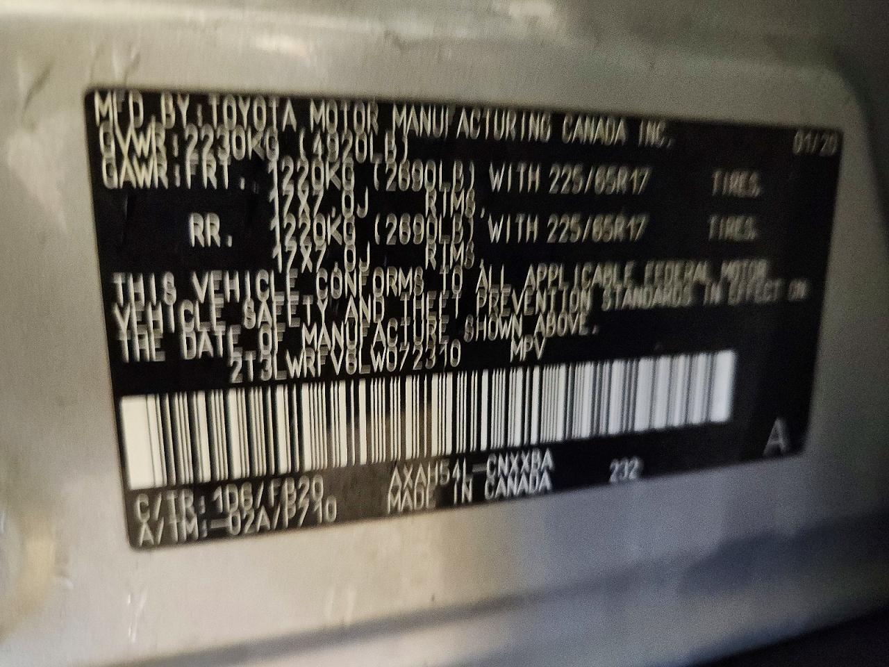 2020 Toyota Rav4 le
