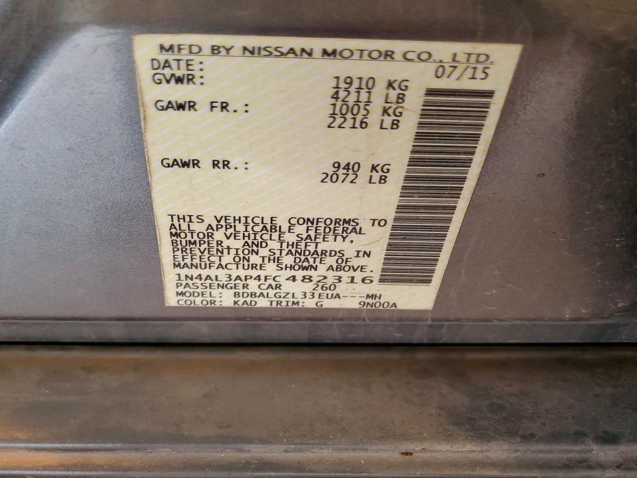 2015 Nissan Altima 2.5