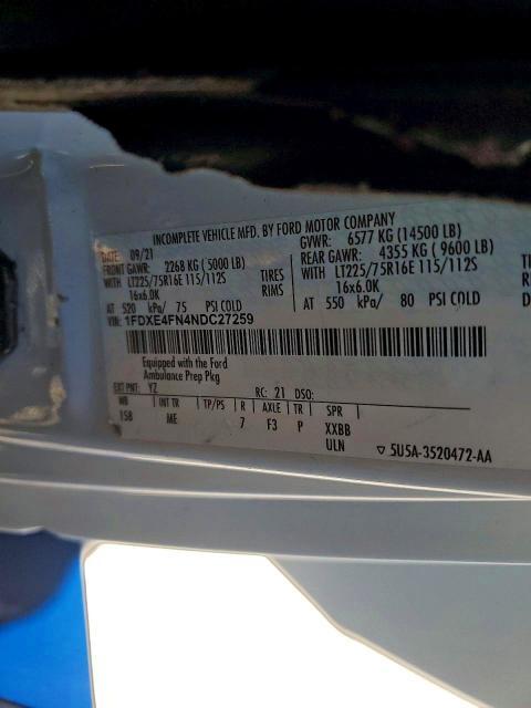 2022 Ford E450 Super Duty Ambulance