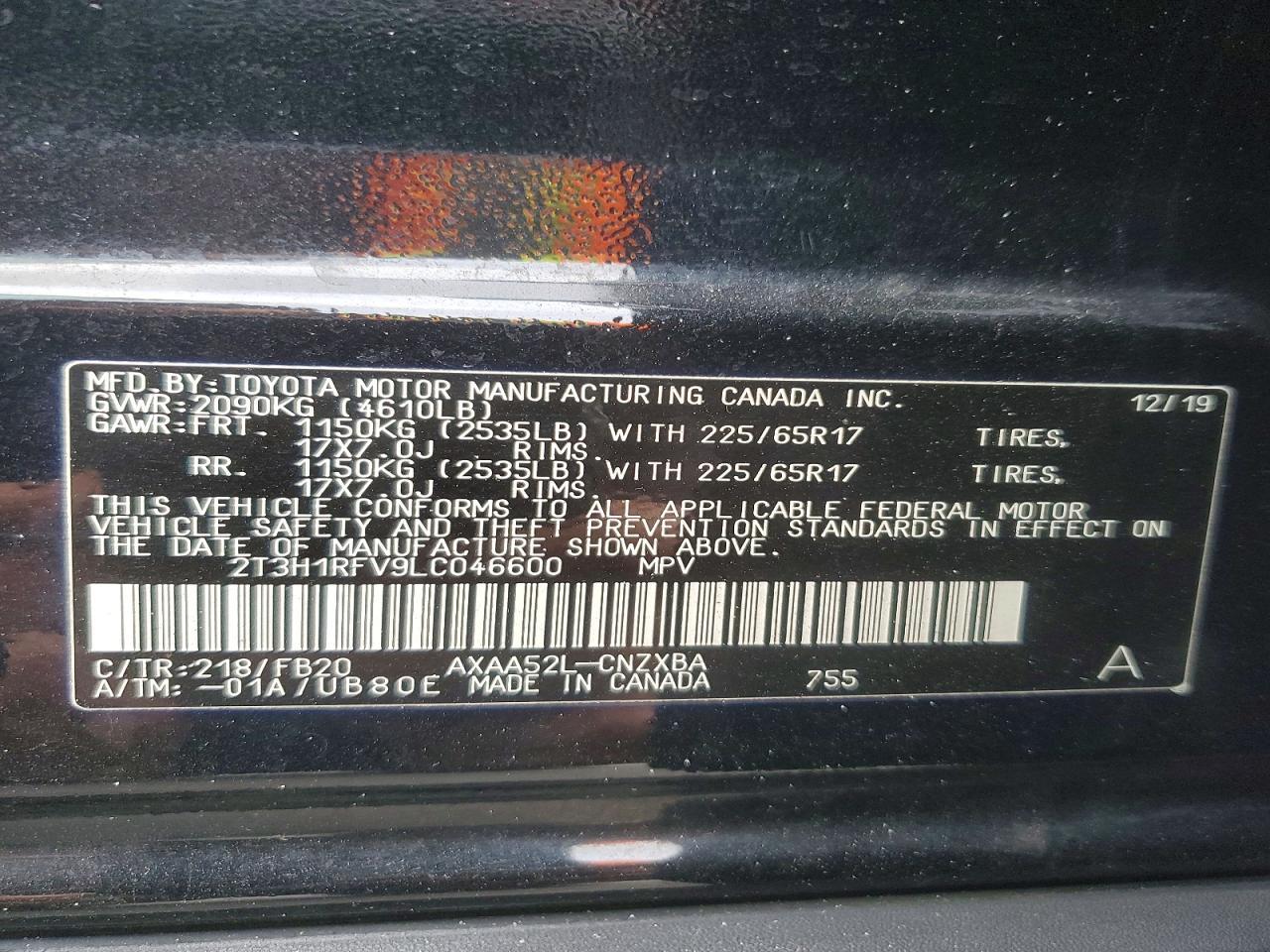 2020 Toyota Rav4 le