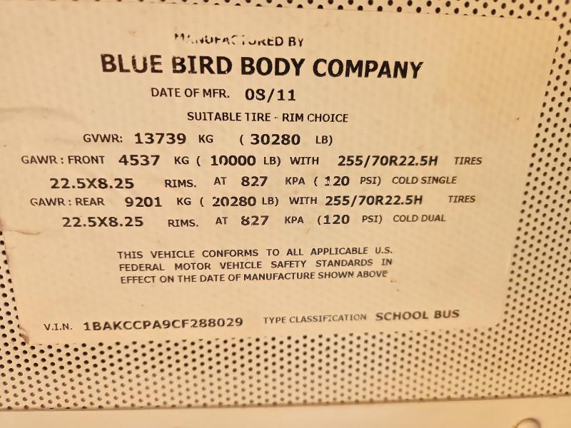2012 Bluebird 2012 Blue Bird BB Conventional School Bus