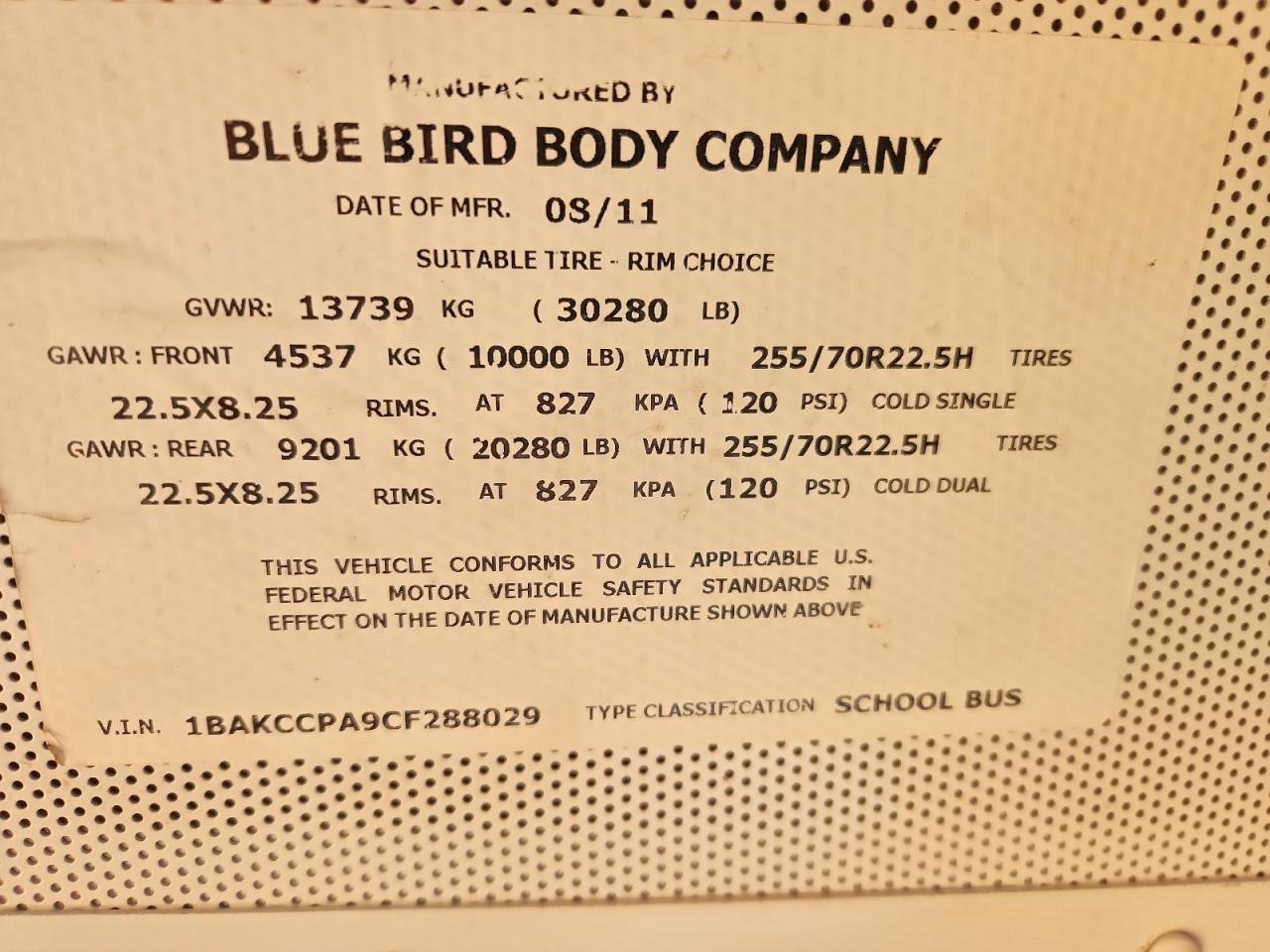 2012 Bluebird 2012 Blue Bird BB Conventional School Bus