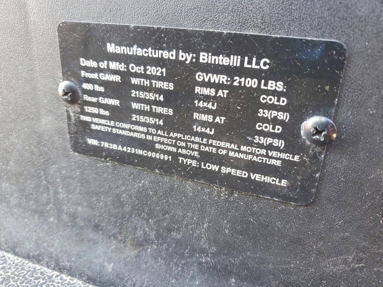 2022 Bintelli Elli Beyond Golf Cart