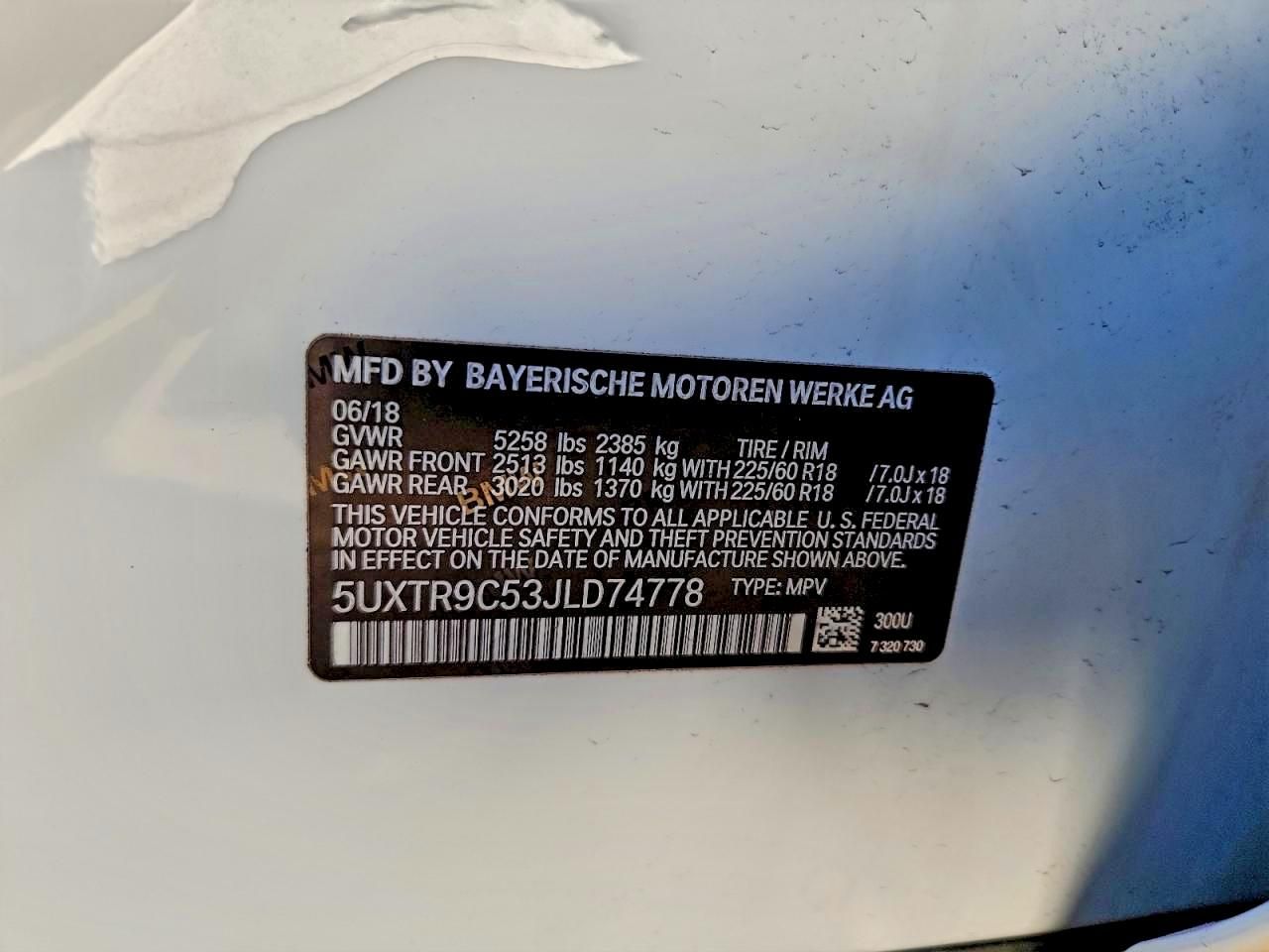 2018 BMW X3 XDRIVE30I