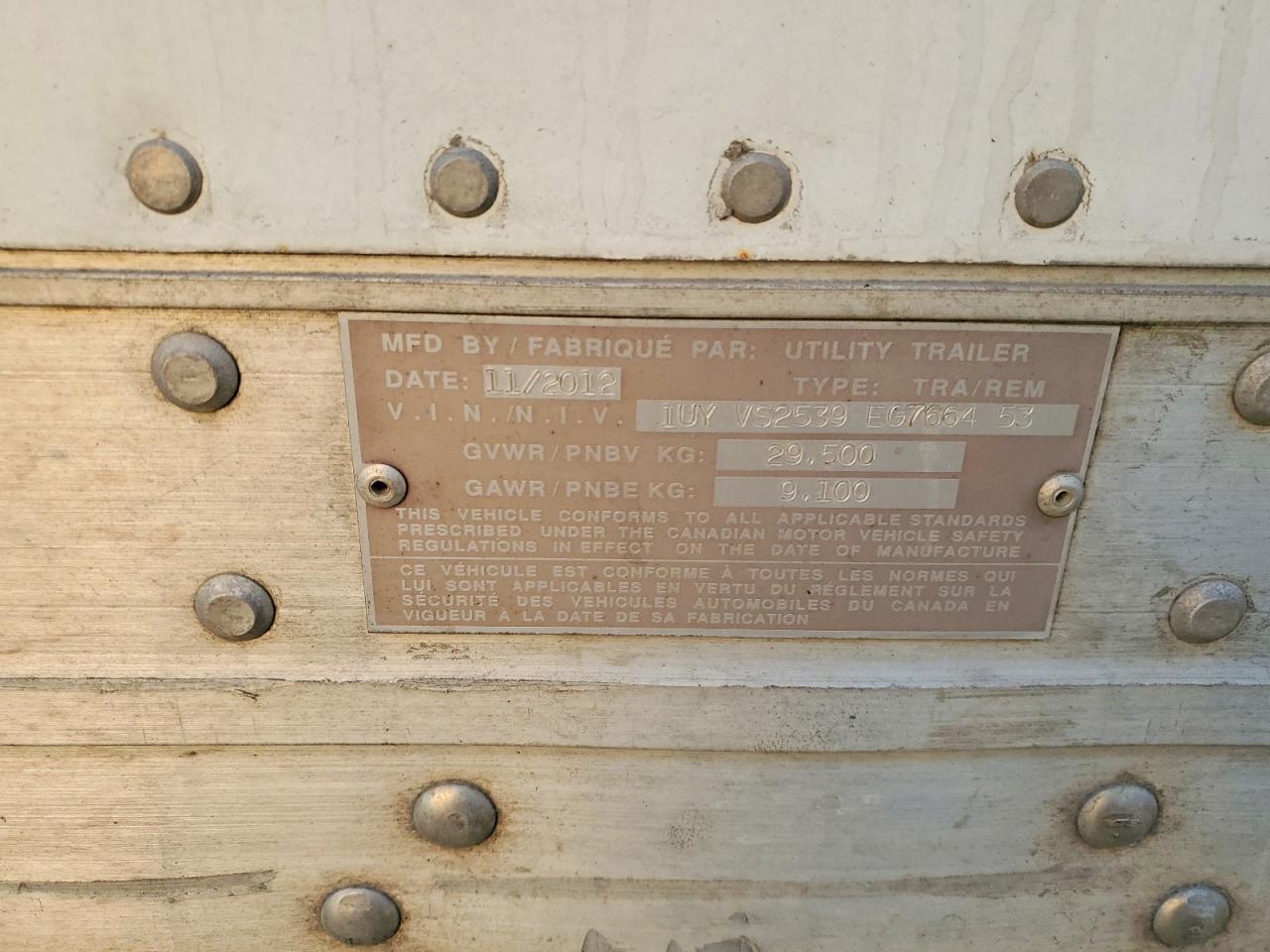 2014 Utility DRY Van Trailer