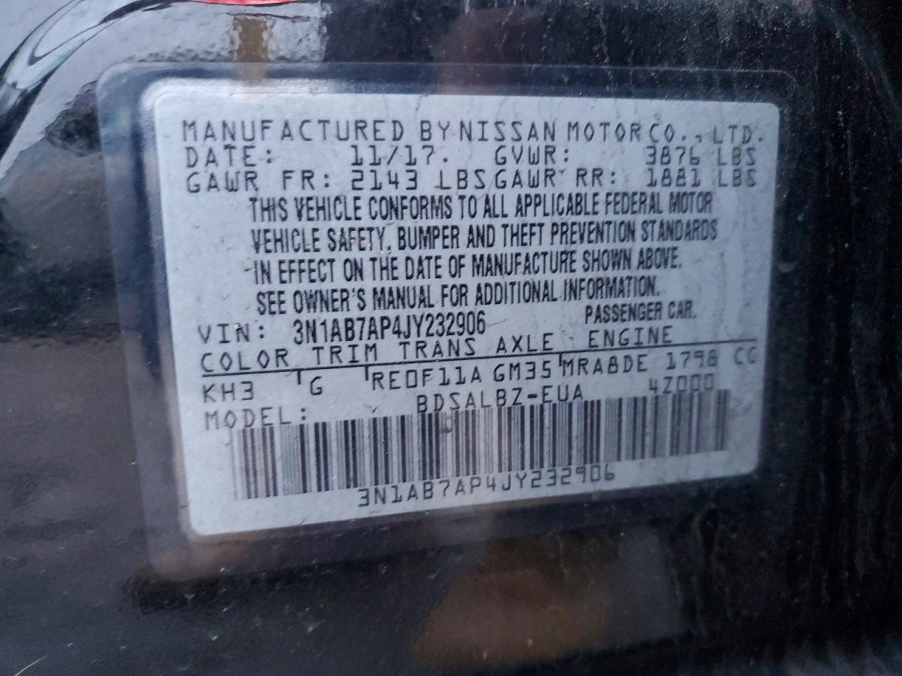 2018 Nissan Sentra s