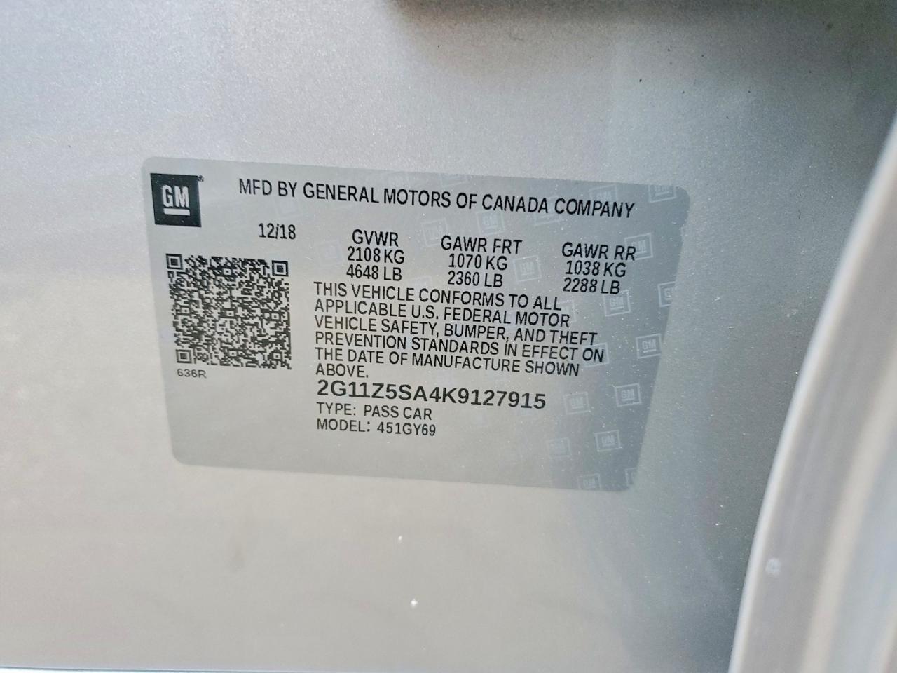 2019 Chevrolet Impala lt