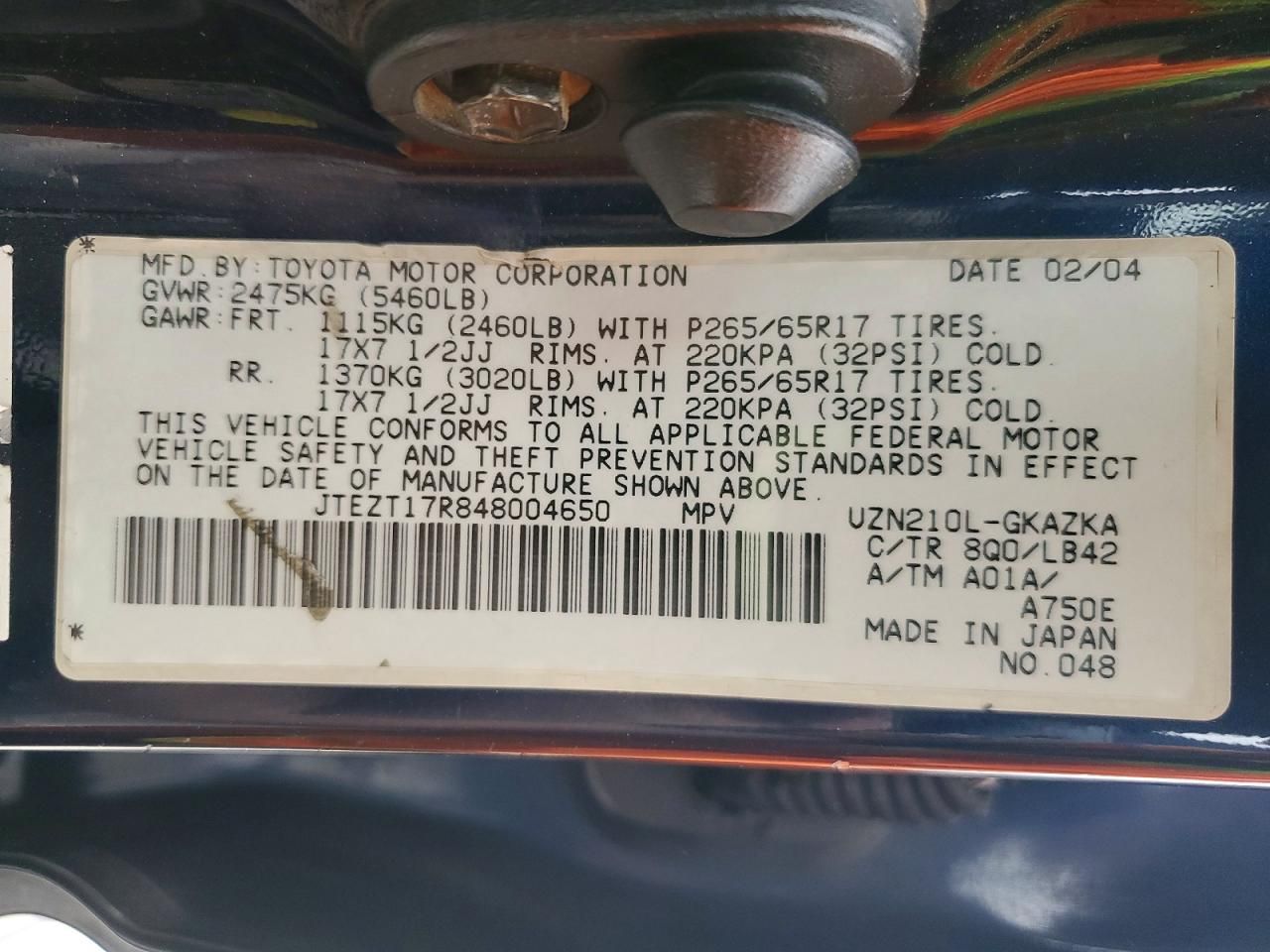 2004 Toyota 4runner Limited