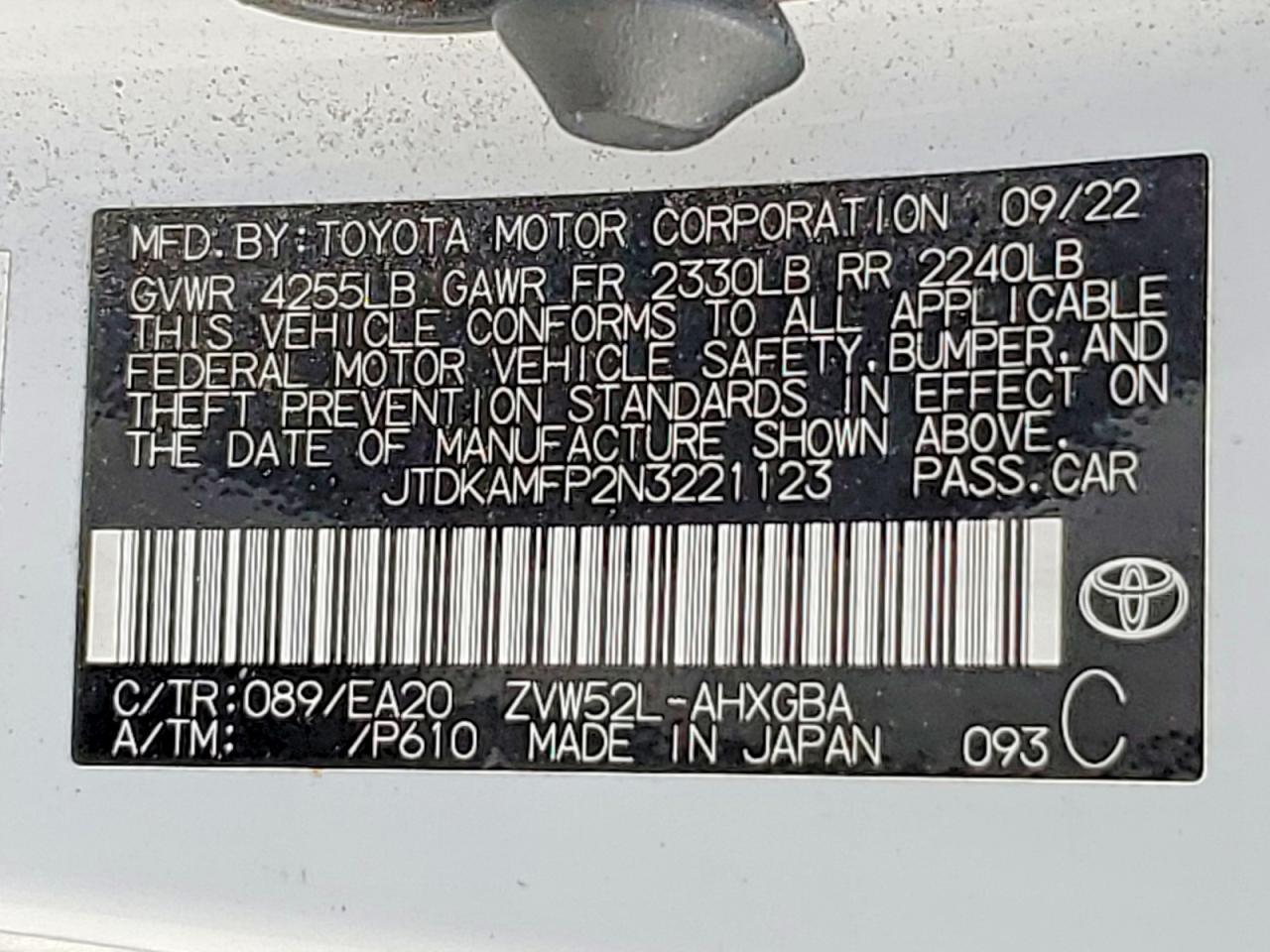 2022 Toyota Prius Prime le