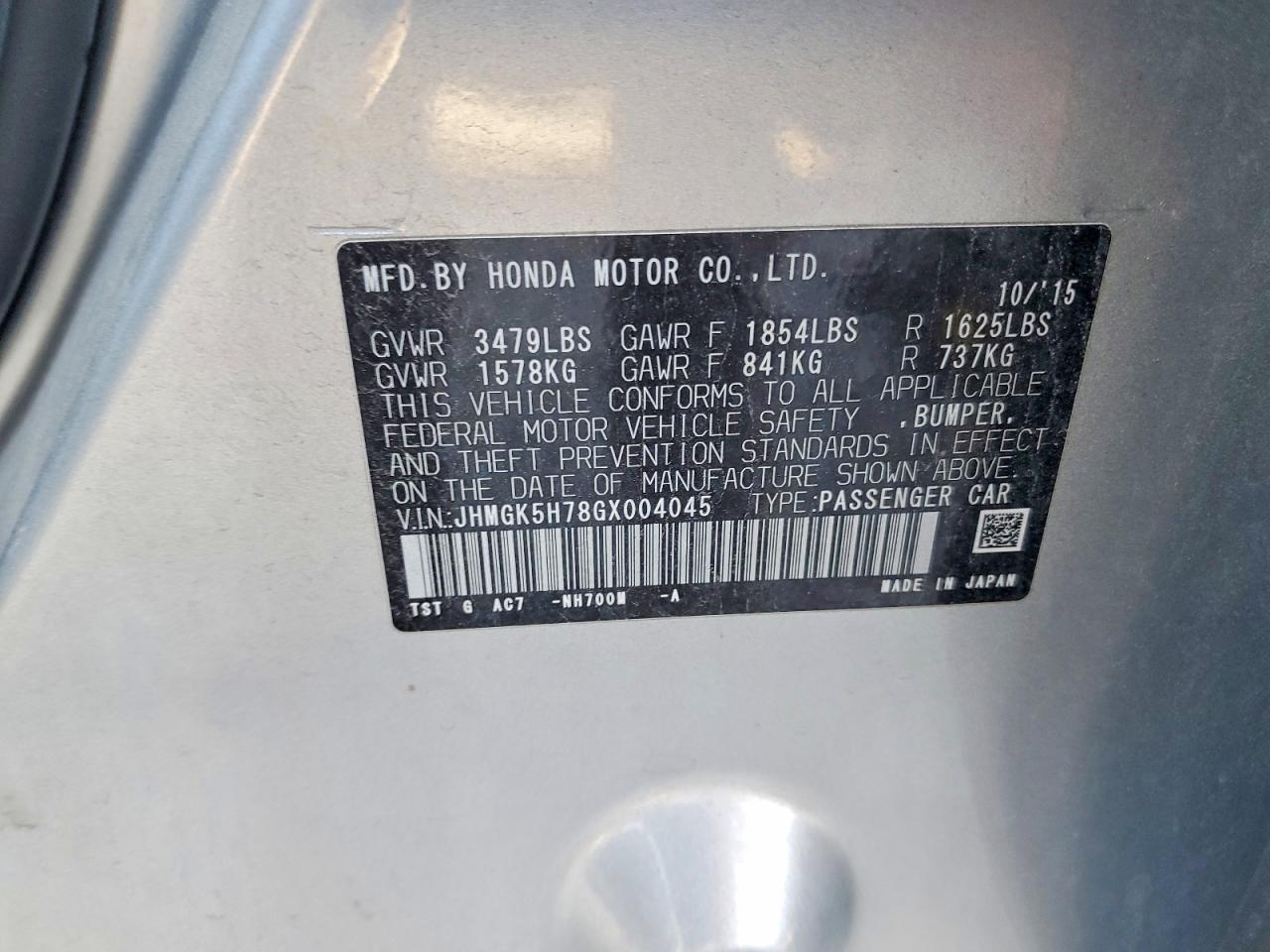 2016 Honda Fit ex