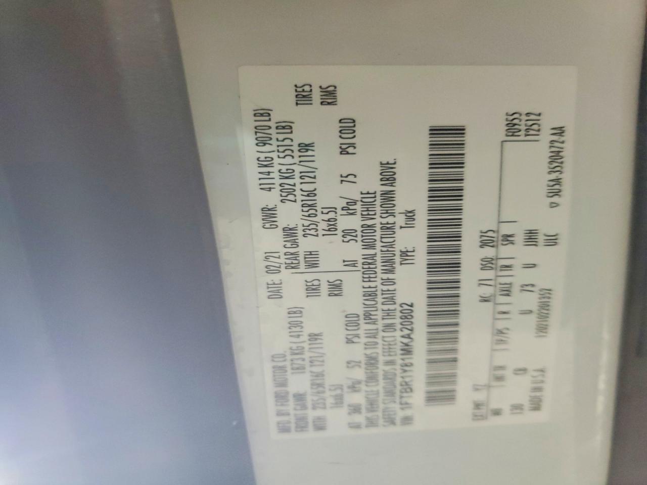 2021 Ford Transit T-250 Utility / Service Van