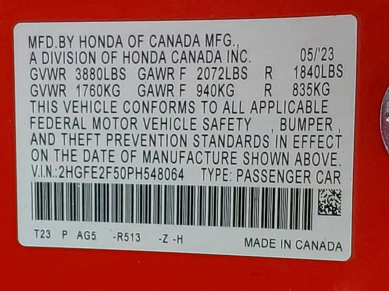 2023 Honda Civic Sport