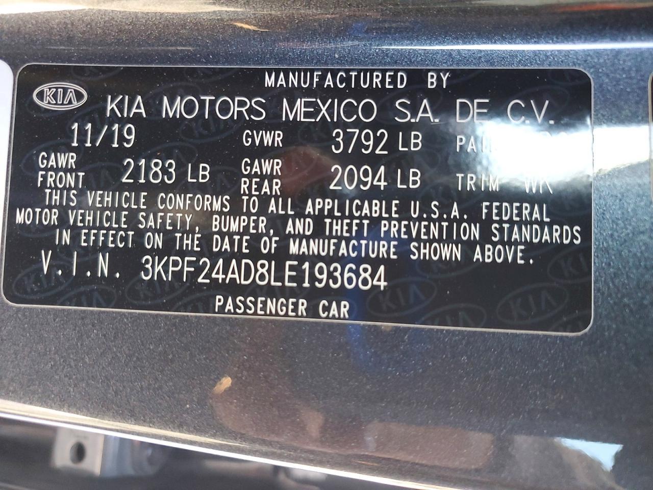 2020 KIA Forte fe