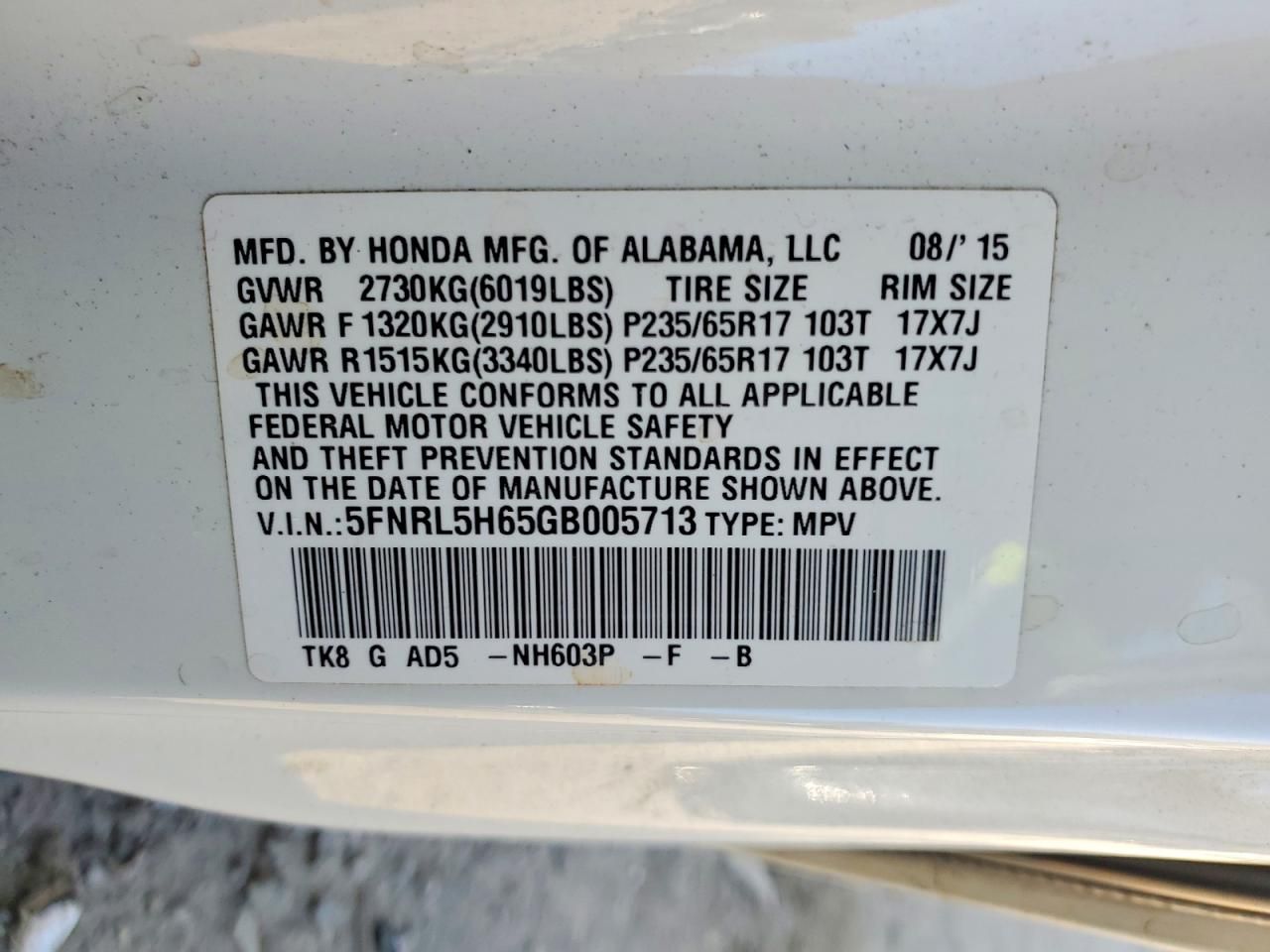 2016 Honda Odyssey exl