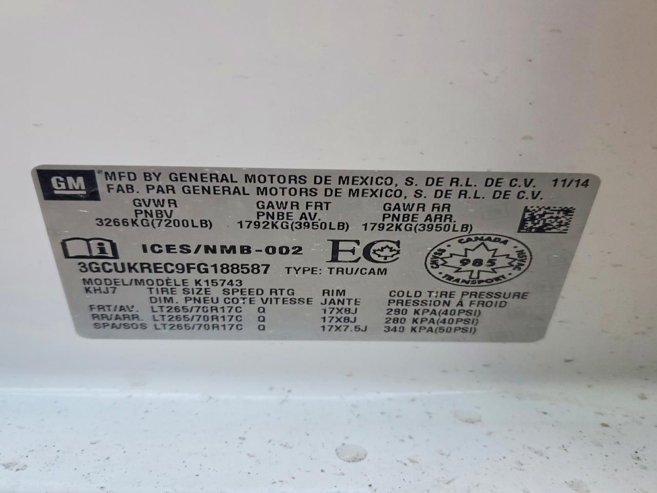 2015 Chevrolet Silverado K1500 lt