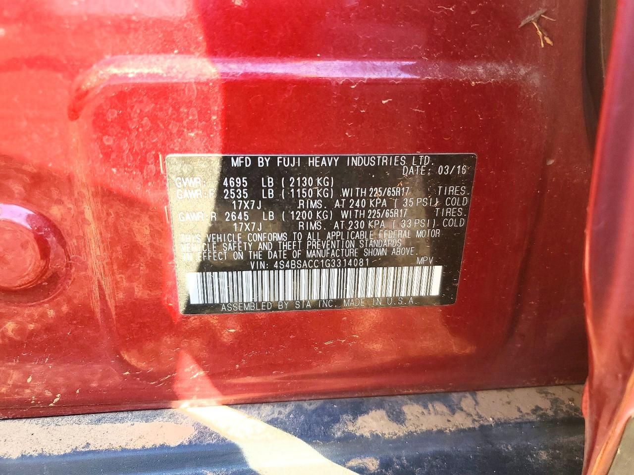 2016 Subaru Outback 2.5i Premium