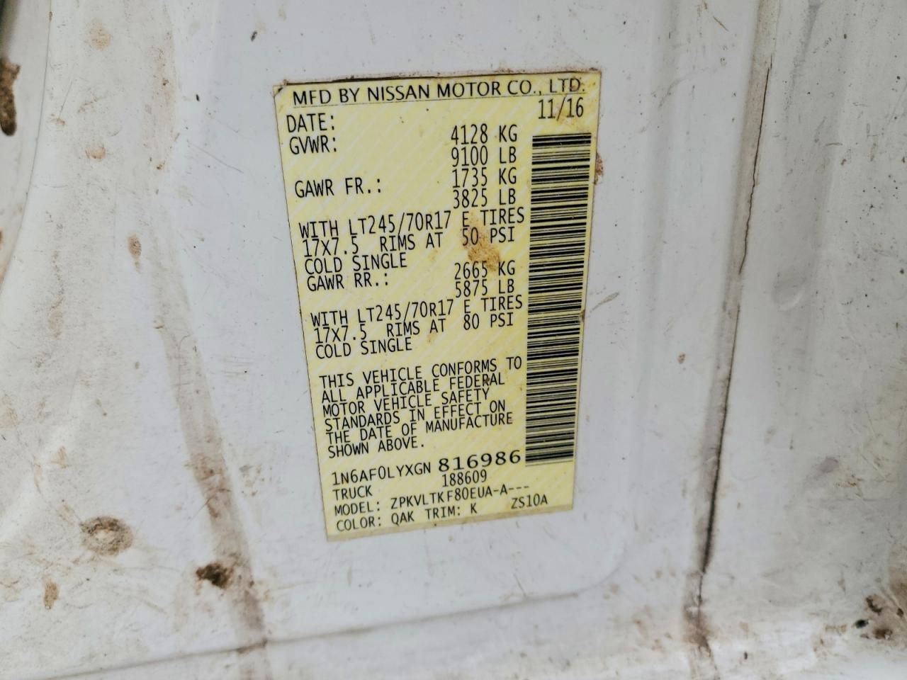 2016 Nissan Nv 2500 s