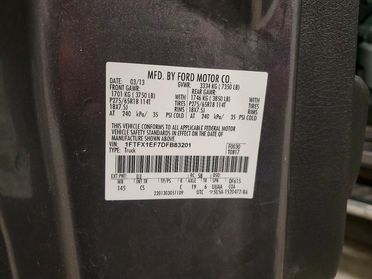 2013 Ford F150 Super cab