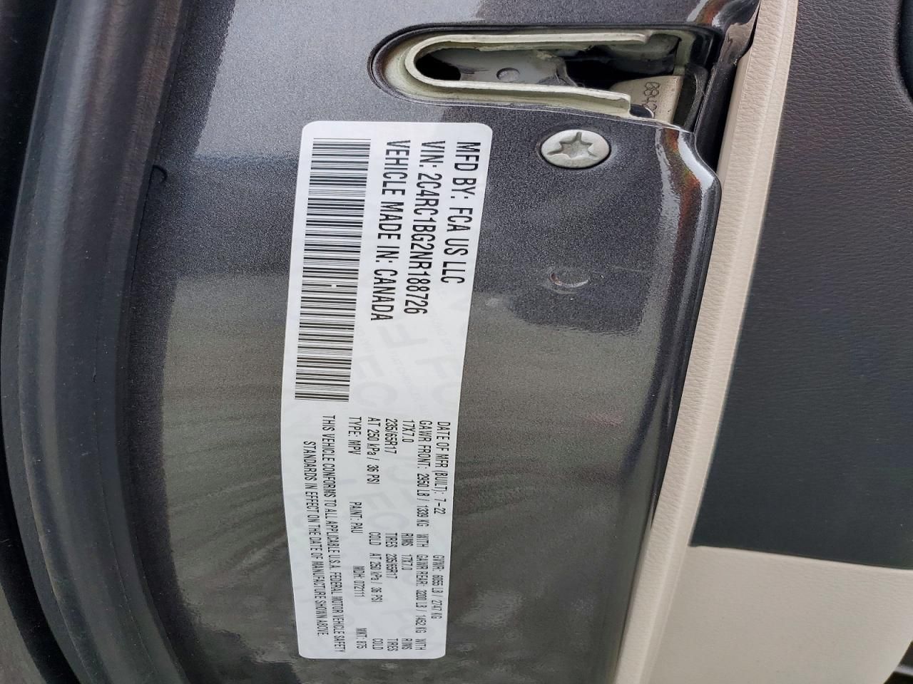 2022 Chrysler Pacifica Touring l