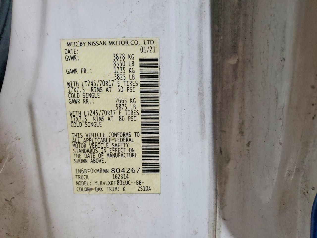 2021 Nissan NV 1500 S