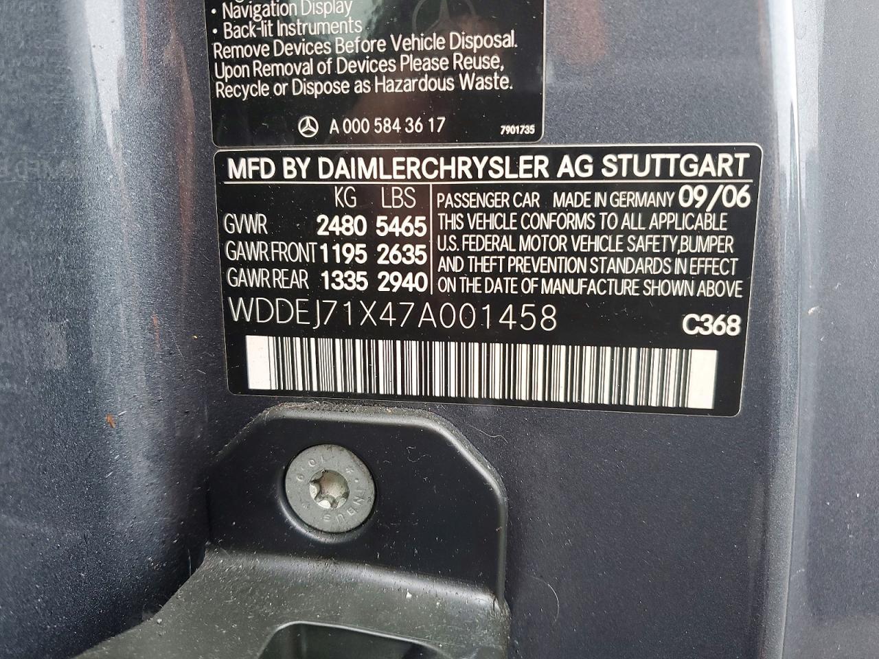 2007 Mercedes-Benz Cl 550