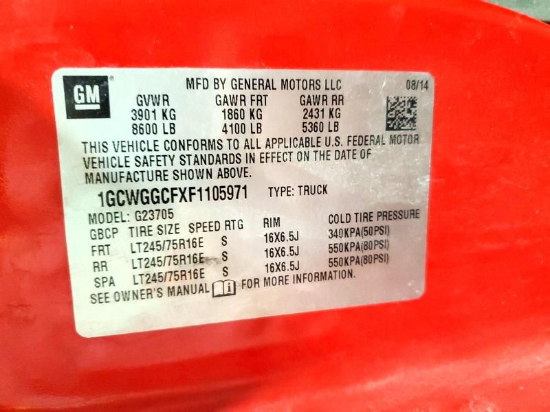 2015 Chevrolet Express G2500 Utility / Service van