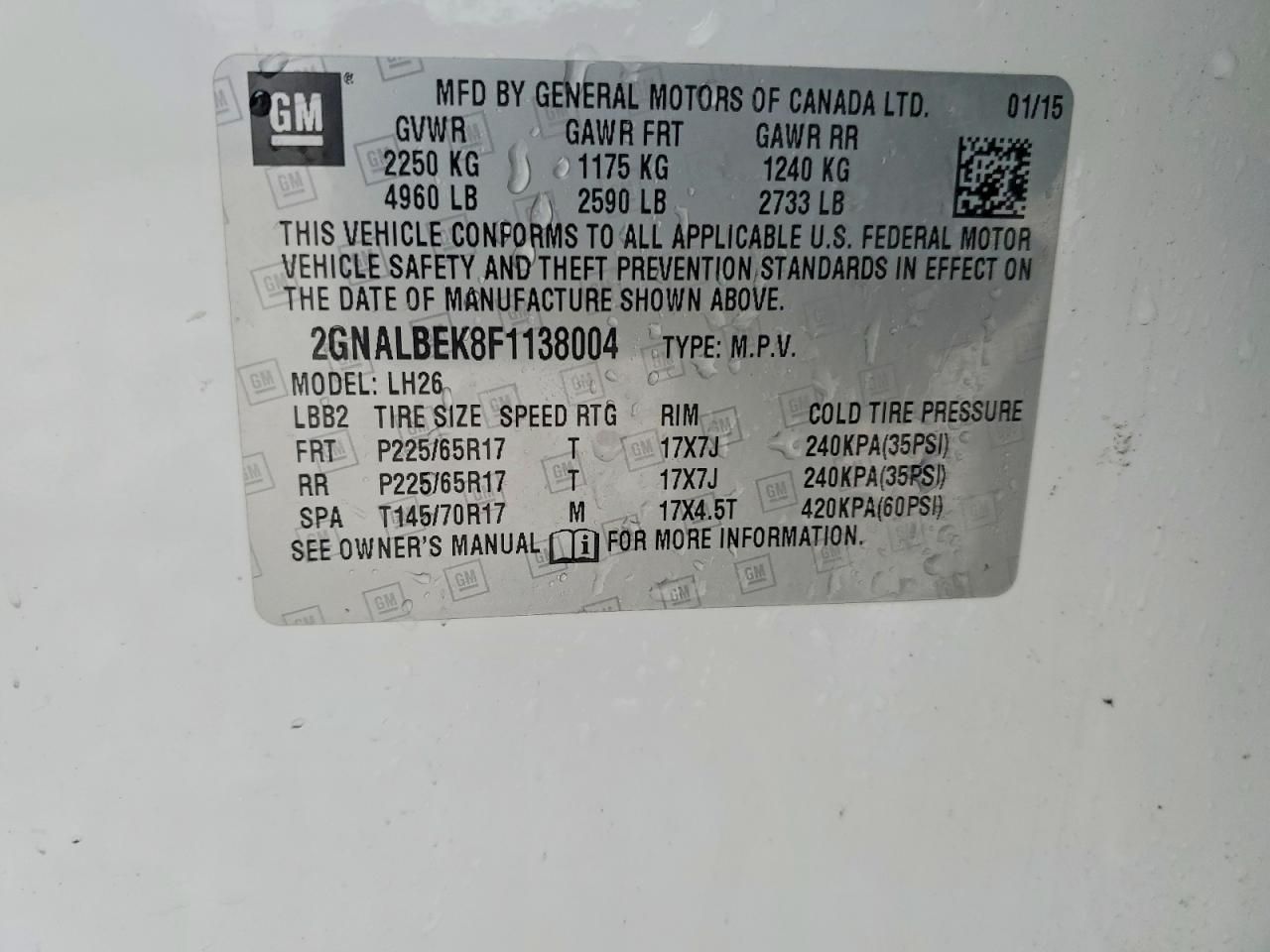 2015 Chevrolet Equinox lt