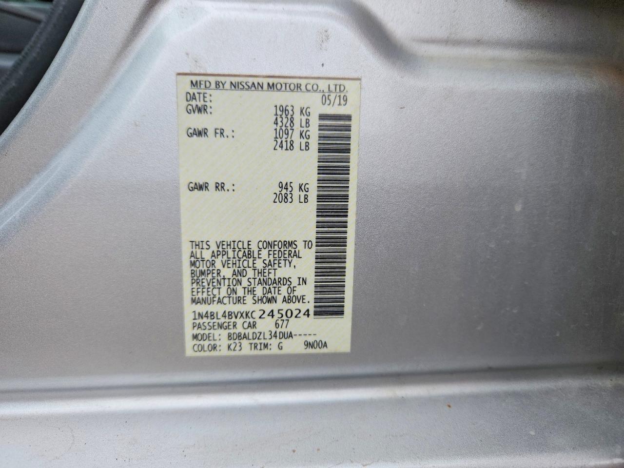 2019 Nissan Altima s