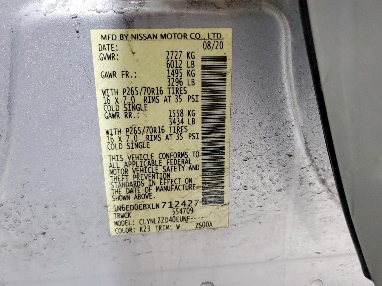 2020 Nissan Frontier SV