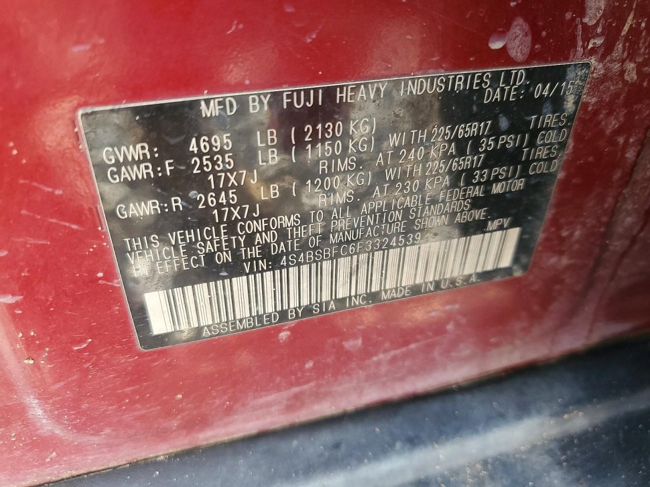 2015 Subaru Outback 2.5i Premium