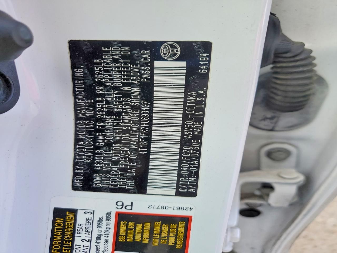 2017 Toyota Camry le Automatic