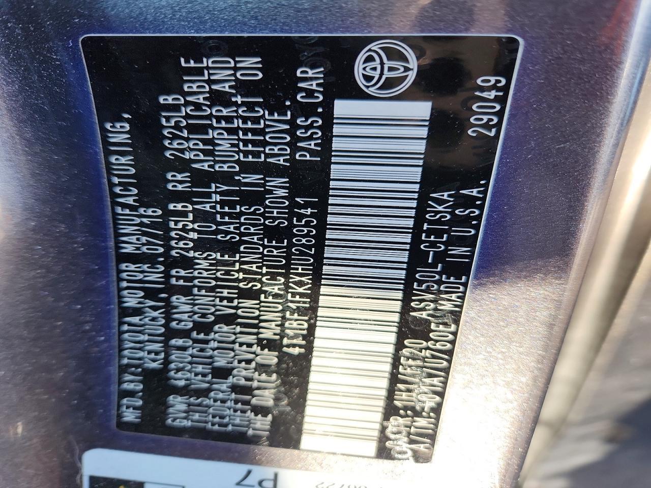 2017 Toyota Camry le