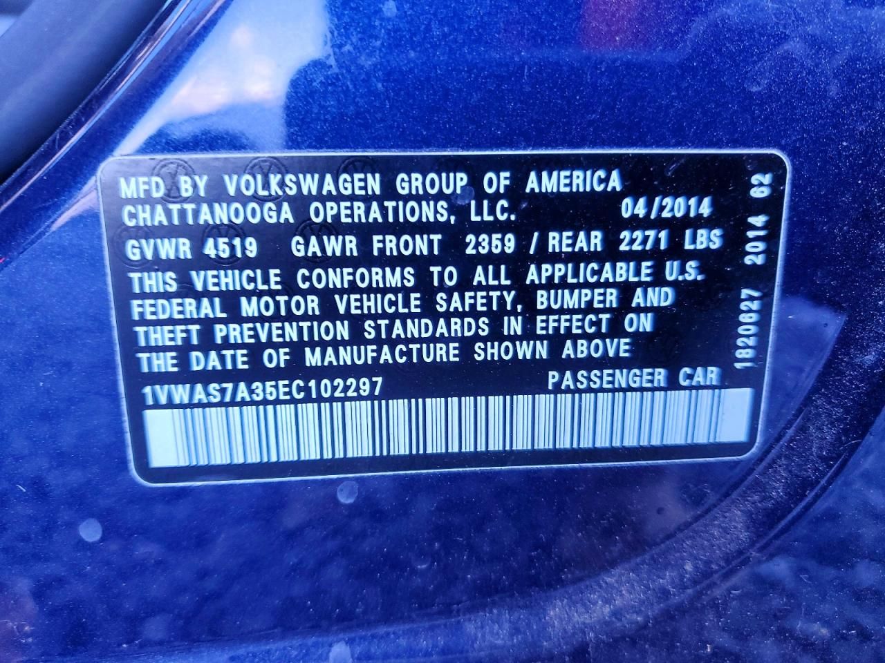 2014 Volkswagen Passat s