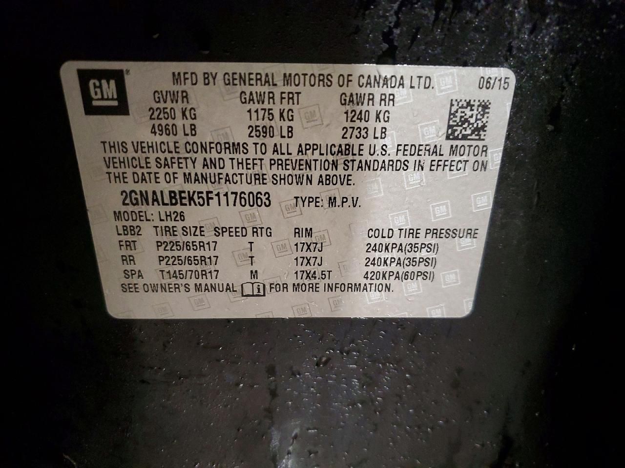 2015 Chevrolet Equinox lt