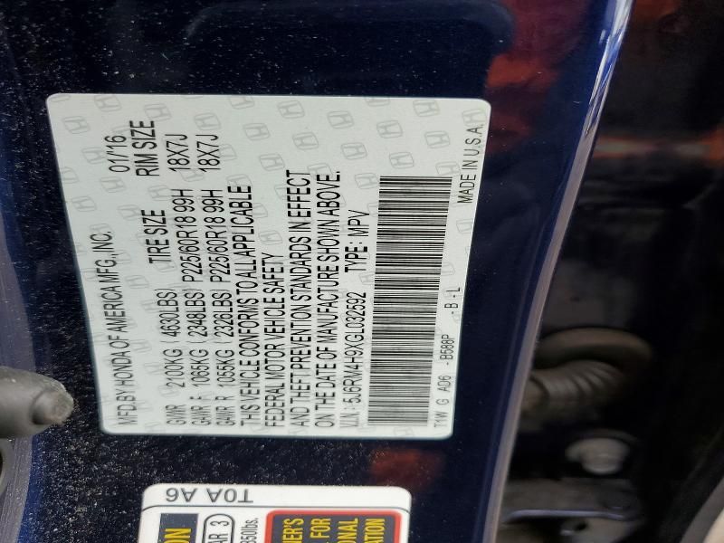 2016 Honda Cr-v Touring