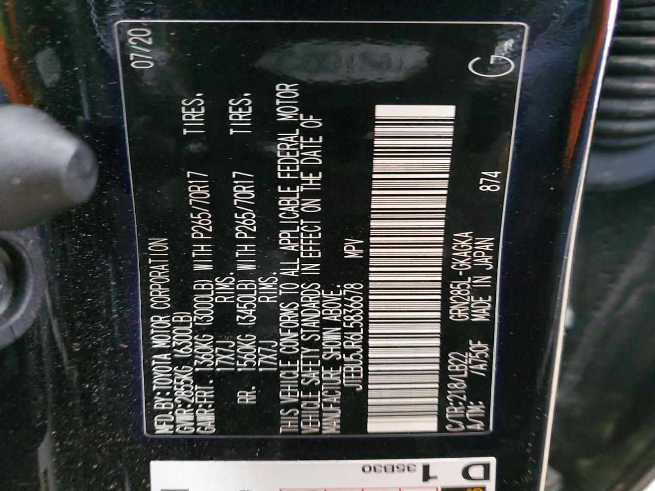 2020 Toyota 4runner Sr5/sr5 Premium