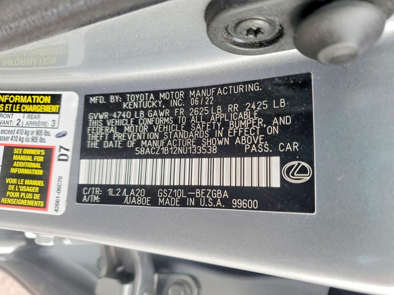 2022 Lexus Es 350 Base