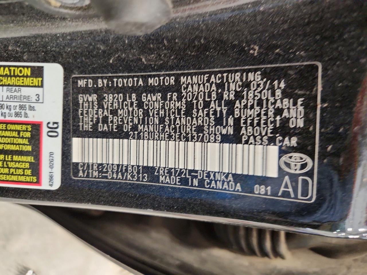 2014 Toyota Corolla l